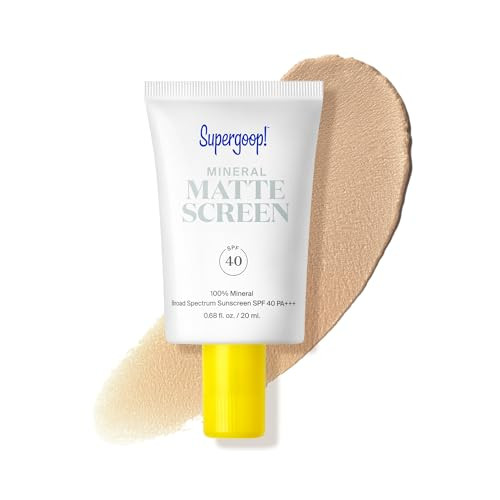 Supergoop Mineral Mattescreen (SPF 40) - 45 mL - Mineral Oil- Broad Spectrum Sunscreen - Smooths Skin’s Appearance Minimizes Pores & Controls Shine - Water & Sweat Resistant