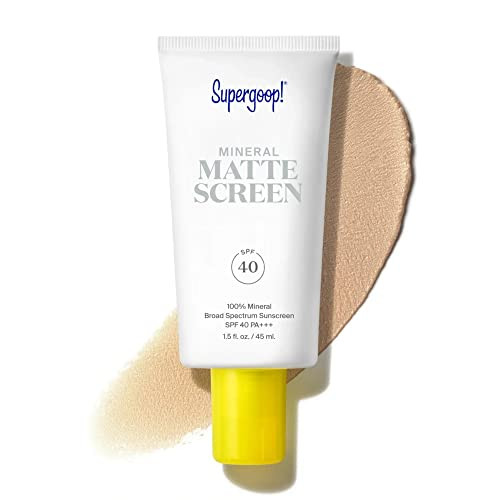Supergoop Mineral Mattescreen (SPF 40) - 45 mL - Mineral Oil- Broad Spectrum Sunscreen - Smooths Skin’s Appearance Minimizes Pores & Controls Shine - Water & Sweat Resistant