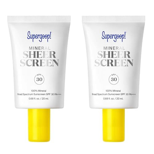Supergoop Mineral Sheerscreen SPF 30 PA+++ 0.68 fl oz - Mineral Broad Spectrum Face Sunscreen + Primer + Helps Filter Blue Light - Satin Finish - For All Skin Types