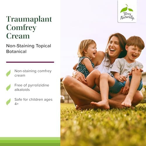 Terry Naturally Traumaplant Comfrey Cream - Non-Staining Herbal Cream - Clinically Studied and  of Pyrrolizidine Alkaloids - for External Use Only - 1.76 oz (2 Pack)