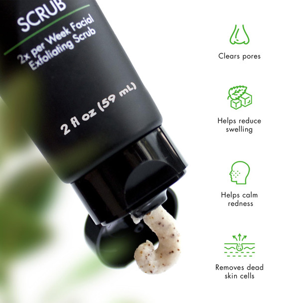 Tiege Hanley Exfoliating Face Wash for Men Gentle Fragrance-Free Face Scrub With Apricot Seed Powder Vitamin B3 & Allantoin Cooling Exfoliator Gentle on Sensitive Skin Men’s Skin Care 2 FL Oz