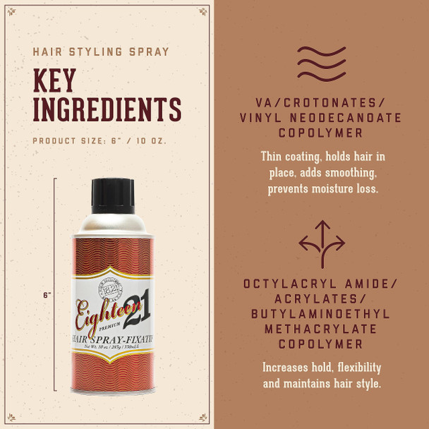 18.21 Man Made Premium Hair Spray for Men All-Day Flexible Hold 10 oz. - Styling Hairspray with Matte Finish Sweet Tobacco Scent - Professional Non-Greasy Hairspray for All Hair Types