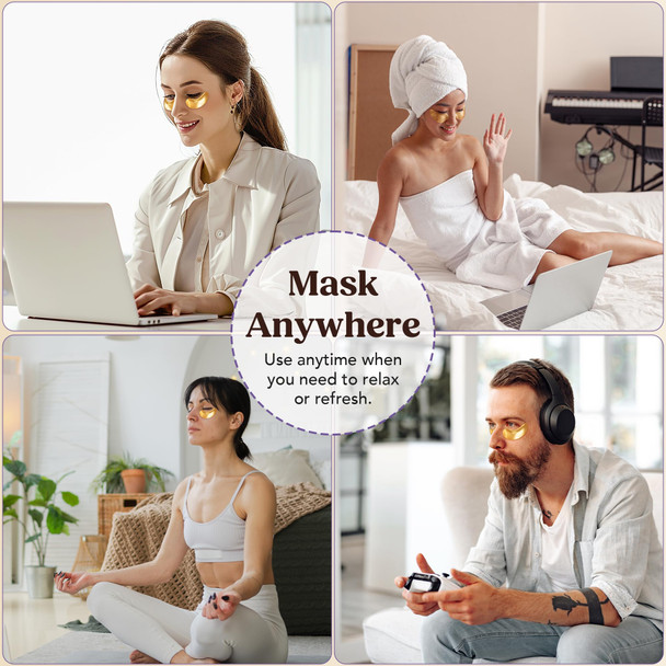 DERMORA Golden Glow Under Eye Patches | Rejuvenating Treatment | Dark Circles Puffy Eyes Refreshing Revitalizing Travel Wrinkles | 20 Pairs Eye Gels