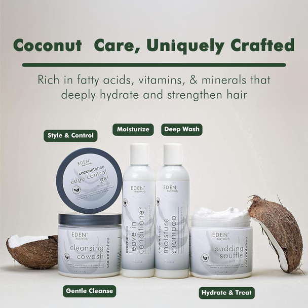 EDEN BodyWorks Coconut Shea Pudding Soufflé | Curl Cream for Curly Hair Products| Styling Cream for Soft Curls Hair Products | 16 oz