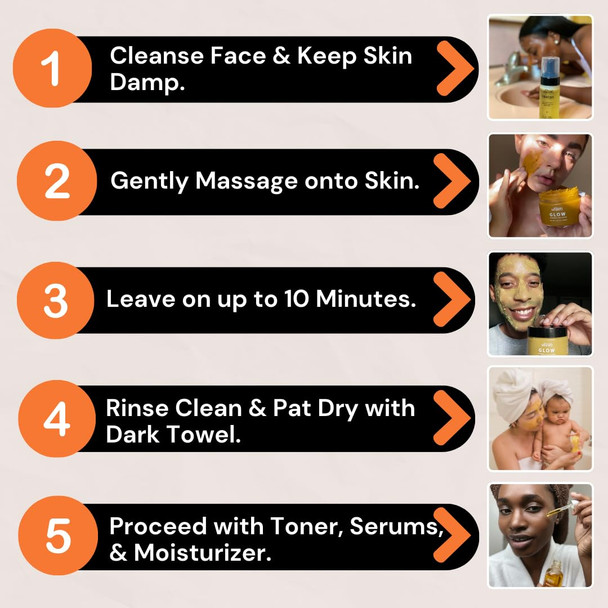 Minimo Glow Turmeric Face Scrub (Unscented) With Heart Applicator - Infused with Turmeric, Manuka Honey, Cinnamon, and Chamomile - Face Scrubber for All Skin Types - 5 FL OZ (147 ML)