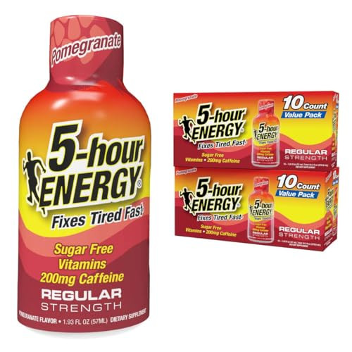 5Hour Energy Regular Strength Energy Shot 1.93Oz 20Pack “ Sugar Caffeine Energy Booster With Bvitamins & Amino Acids “ Zero Calorie (20 Bottles “ Single Flavor Berry Regular Strength)