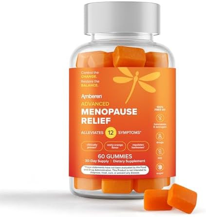 Amberen Menopause Supplement For Women 60 Gummies Clinically Proven Helps Support Hormone Balance Helps Relieve 12 Menopause Symptoms: Hot Flashes Night Sweats Mood Swings And More