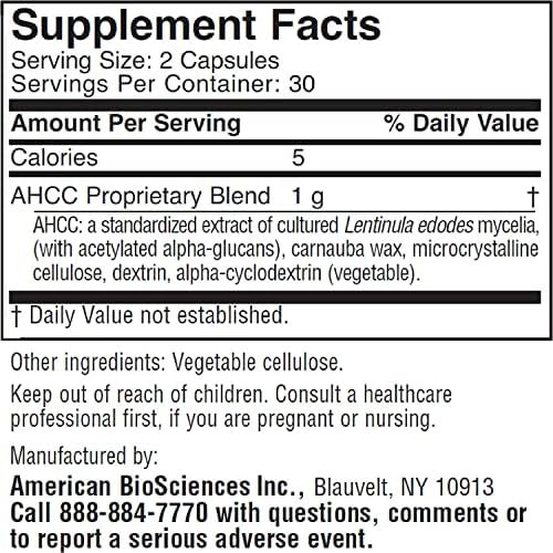 American Biosciences Immpower Ahcc Herbal Mushroom Supplement 500Mg Per Capsule For Immune Support Maintains Natural Killer Cell Activity Pack Of 1 60 Veggie Capsules