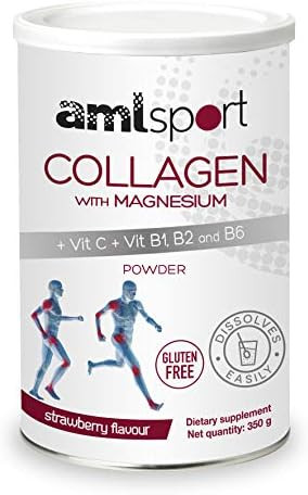 Ana Marã­A Lajusticia Aml Sport Collagen With Magnesium + Vit C B1 B2 And B6 Powder 350G (Strawberry Flavour). Tissue Regenerator With Type 1 &2 Collagen. Gluten . Sugar