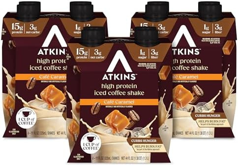 Atkins Cafã Caramel Iced Coffee Flavored Protein Shake High Protein Shake Low Glycemic Low Carb And Low Sugar Keto Friendly Gluten 12 Count
