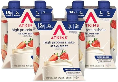 Atkins Strawberry Flavored Protein Shake High Protein Low Glycemic Low Sugar And Low Carb Keto Friendly Gluten 12 Count