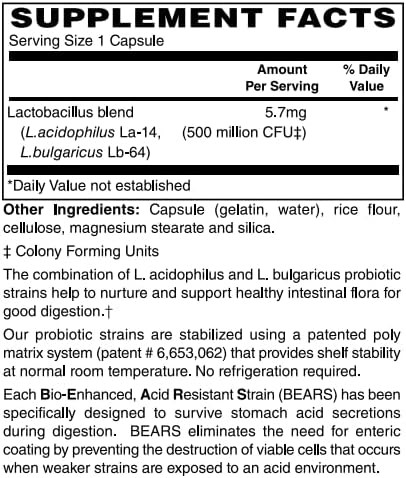 Bariatricpal Probiotic Acidophilus 500 Million Cfu (100 Capsules)