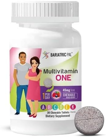 Bariatricpal Multivitamin One 1 Per Day Bariatric Multivitamin Chewable With 45Mg Iron Mixed Berry (30 Count)
