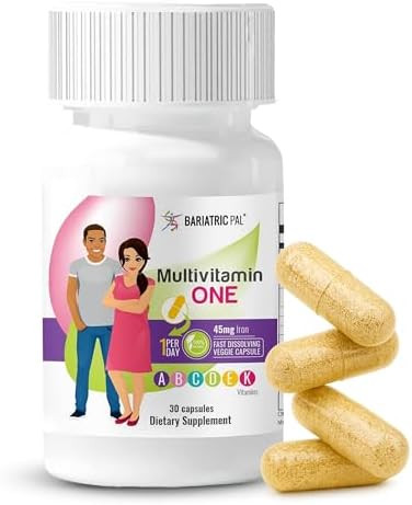 Bariatricpal Multivitamin One 1 Per Day Bariatric Multivitamin Capsule With 45 Mg Of Iron Easy To Swallow Capsule Vitamin For Bariatric Surgery Patients 30 Count (1 Month Supply)