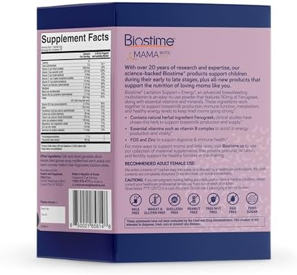 Biostime Mamabiotic Fenugreek Lactation Supplement + Energy Vitamin Complex Lactation & Breastfeeding Support Multivitamin Vitamins B Zinc Fos Prebiotic 30 Satchets