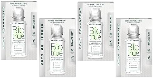 Biotrue Contact Lens Solution Multipurpose Solution For Soft Contact Lenses Lens Case Included 2 Fl Oz Travel Size (Pack Of 4)