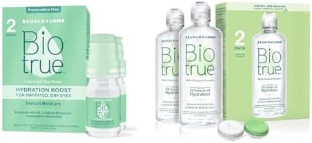 Biotrue Hydration Boost Drops Soft Contact Lens Friendly For Irritated And Dry Eyes & Contact Lens Solution Multipurpose Solution For Soft Contact Lenses Lens Case Included