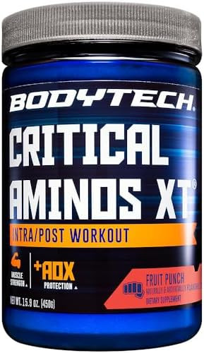 Bodytech Critical Aminos Xt Intra/Post Workout Amino Acid Formula Supports Recovery Endurance & Performance Strawberry Lemonade (16 Oz 45 Servings)