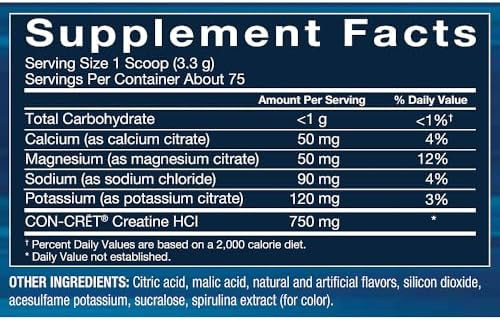 Bodytech Creatine Hcl + Electrolytes Powder Highly Watersoluble & Bioavailable Supports Hydration & Performance Rocket Pop (8.8 Oz 75 Servings)
