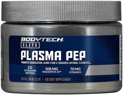 Bodytech Elite Plasma Pep A Peptides Powder With 3G Pepform Citrulline Peptides A Stim Nitric Oxide Booster (3.95 Oz./30 Servings)