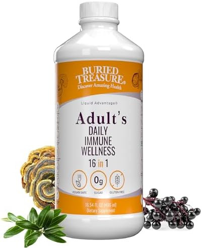 Buried Treasure Adult Daily Immune Wellness 16 Fl Oz 16 Serv Liquid Nutrient Blend For Immune Support With Elderberry Ecea Vitamins & More