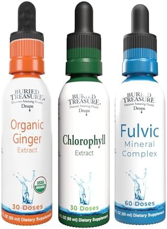 Buried Treasure “ Ginger Chlorophyll & Fulvic Minerals Digestive Nutrient Absorption & Natural Detox Supplements Bundle