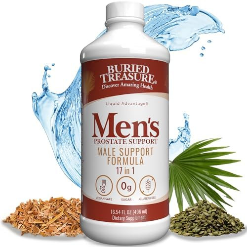 Buried Treasure: Men'S Prostate Complete Natural Herbal Formula Supplement W/ Saw Palmetto Pygeum Bark & Stine Nettles To Support Healthy Urinary & Prostate Function 16 Oz