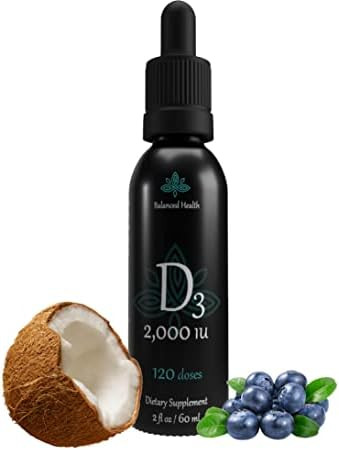 Buried Treasure Balance Health D3 2000 Iu 2 Fl Oz 120 Doses Blueberry Flavor Liquid Vitamin D Drops W Mct Oil For Faster Absorption Non Gmo Vegetarian Safe