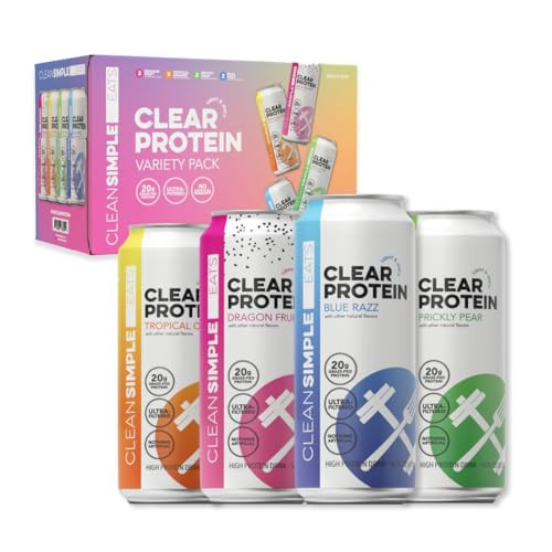 Clean Simple Eats Clear Protein Water 20G Grass Fed Whey Protein Ultra Filtered Light & Refreshing Beverage Low Lactose No Artificial Ingredients Coconut Crãme Flavor 16 Oz Cans 12 Pack