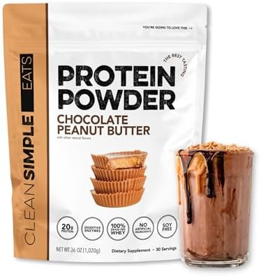 Clean Simple Eats Whey Protein Powder Simply Vanilla Flavor Naturally Sweetened 100% Grass Fed Protein Powder With Digestive Enzymes & No Artificial Ingredients Gluten 30 Servings