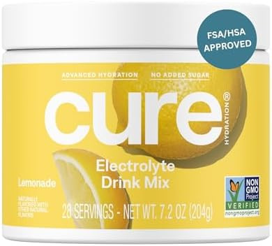 Cure Hydration Plantbased Electrolyte Drink Mix No Added Sugar Fsahsa Dehydration Relief Powder Made With Coconut Water Nongmo Vegan 28 Servings Jar Berry Pomegranate