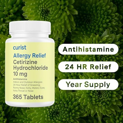 Curist Cetirizine Hydrochloride 10Mg Tablet (365 Count) Effective Allergy Medicine With 24 Hour Relief Of Runny Nose Sneezing Relief Itchy Throat Relief & Runny Eyes Antihistamines For Adults