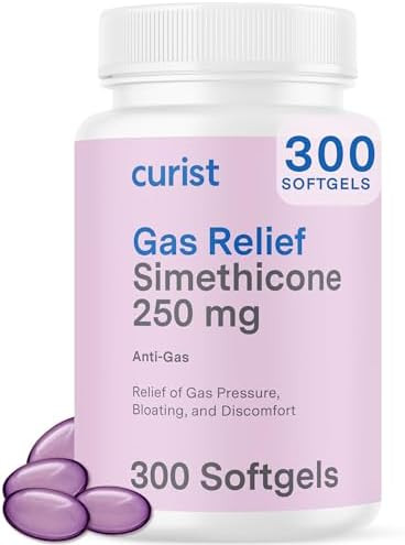 Curist Gas Relief Simethicone 250 Mg Softgels (300 Count) Digestive Relief Bloating Relief & Anti Flatulence Gas Pills For Adults Aids Gas And Bloating Relief (300 Soft Gels)