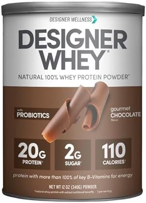 Designer Wellness Whey Natural Whey Protein Powder With Probiotics Fiber And Key Bvitamins For Energy Gluten Gourmet Chocolate 2 Lb