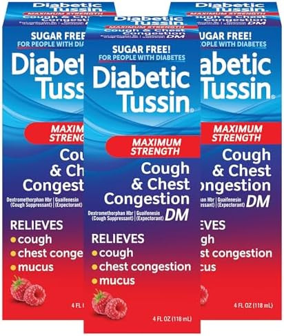 Diabetic Tussin Dm Max Strength Cough & Chest Congestion Relief Safe For Diabetics Berry Flavored 8 Fl Oz. (Pack Of 1)