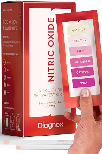 Diagnox Health Diagnox Nitric Oxide Test Strips “ Individually Packed Saliva Test Nitric Oxide Indicator Strips For Wellness Cardiovascular Health Vitality Performance & Mens Health “ 30 Tests