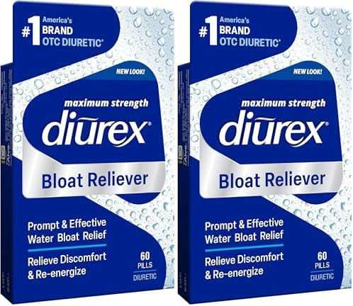 Diurex Ultimate Reenergizing Water Pills Maximum Strength Diuretic Relieve Water Bloat 60 Count (Pack Of 2)