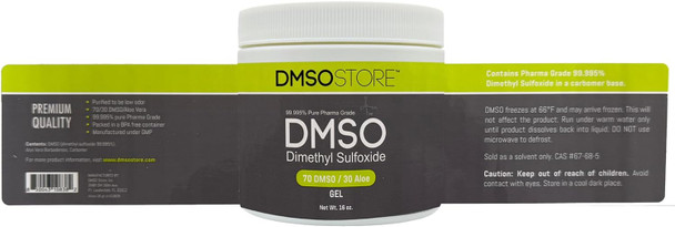 DMSO Gel with Aloe Vera | 70/30 Pharma Grade Dimethyl Sulfoxide Blend | 16 oz