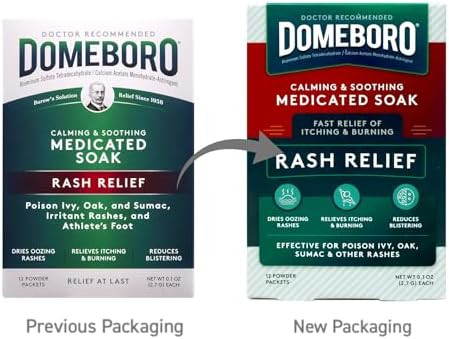Domeboro Medicated Soak Rash Relief (Burows Solution) 12 Powder Packets (Pack Of 2)