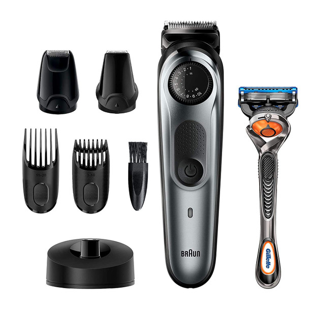 Braun Beard Trimmer BT7240, Hair Clippers for Men, Cordless & Rechargeable, Detail Trimmer, Mini Foil Shaver with Gillette ProGlide Razor