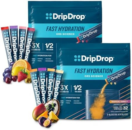 Dripdrop Hydration Electrolyte Powder Packets Piã±A Colada Mango Aã§Aã­ Passion Fruit Grape Fruit Punch Strawberry Lemonade Cherry 64 Count