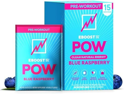Eboost Pow Natural Pre Workout Powder “ 20 Servings Tropical Punch A Pre Workout Supplement For Performance Joint Mobility Support Energy Focus Men & Women Nongmo Gluten No Creatine
