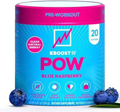 Eboost Pow Natural Pre Workout Powder “ 20 Servings Tropical Punch A Pre Workout Supplement For Performance Joint Mobility Support Energy Focus Men & Women Nongmo Gluten No Creatine