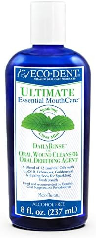 Ecodent Alcohol Mouthwash Mint Ultimate Essential Mouthcare Oral Care Mouth Wash For Adults Baking Soda Mouth Rinse With Coq10/Herbs/Essential Oils 8 Fl Oz (Pack Of 6)