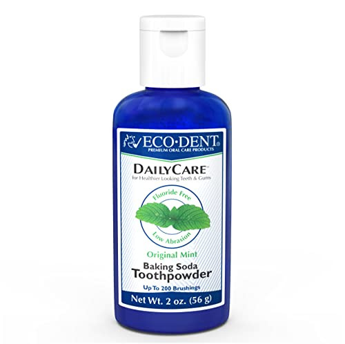 Ecodent Dailycare Baking Soda Toothpowder Original Mint Sls & Fluoride Toothpaste Powder With Minerals & Essential Oils Toothpaste Alternative + Dailyrinse Singleuse Pack