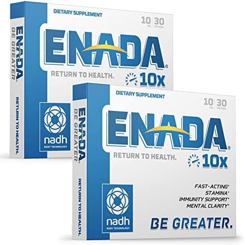 Enada 10X Nadh Supplement With Fast Acting Formula For Active Lifestyle Natural Energy Booster Great For Jet Lag Athletic Performance & Studying Improves Stamina And Mental Clarity 30 Lozenge