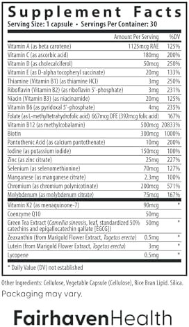 Fairhaven Health Womens Multivitamin Essentials Once Daily Multivitamin For Women Support For Energy Immune Health Eye Health Hormone Balance Gluten Dairy Soy Vegan 30 Capsules