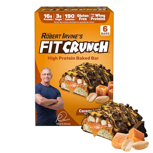 Fit Crunch Snack Size Protein Bars Designed By Robert Irvine Worlds Only 6Layer Baked Bar Just 3G Of Sugar & Soft Cake Core (Caramel Peanut)