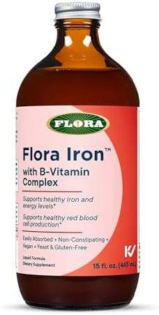 Flora Iron With Bvitamin Complex Helps Maintain Healthy Iron Levels Nonconstipating Highly Absorbable Vitaminb & Liquid Iron Vegan Supplement Yeast & Gluten 15Oz. Glass Bottle
