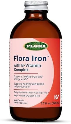 Flora Iron With Bvitamin Complex Helps Maintain Healthy Iron Levels Nonconstipating Highly Absorbable Vitaminb & Liquid Iron Vegan Supplement Yeast & Gluten 15Oz. Glass Bottle